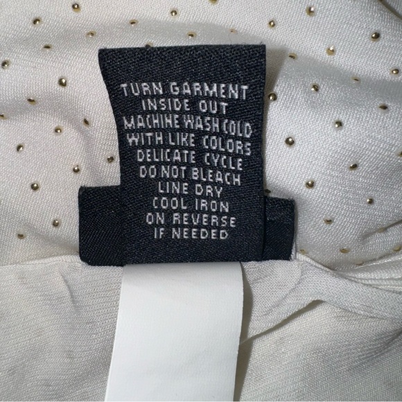 Ivory w/ Gold Polka Dot SS One Shoulder Top / Blouse Women's Size 2 - Picture 8 of 8